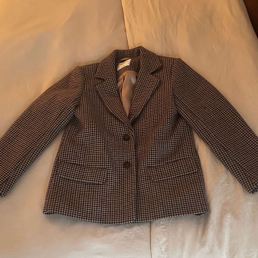 Abercrombie & Fitch Heavyweight Wool-Blend Houndstooth Women's Blazer Coat